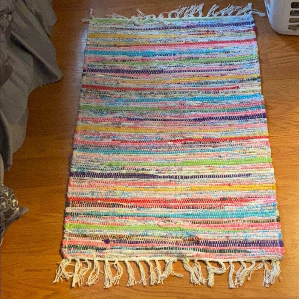 2 brand new super cute colorful rugs with fringe